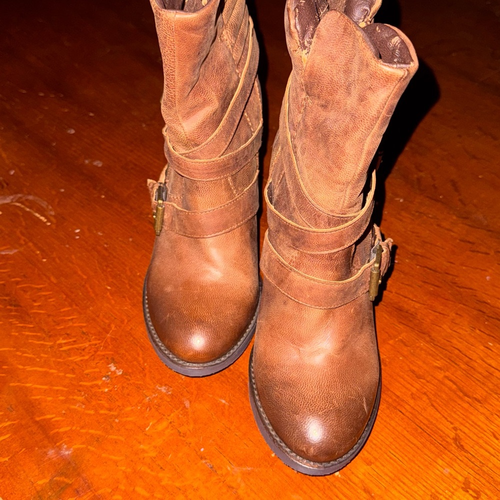 Steve Madden Brown Ankle Boots with Buckle Detail